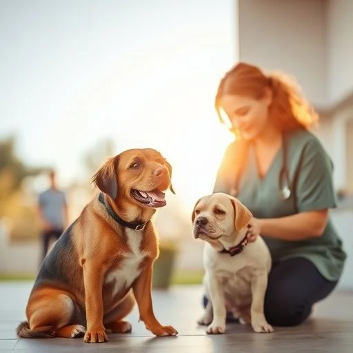 A conceptual, abstract illustration of a playful Bichon Frise's silhouette, minimalist and geometric, representing warmth and approachability.